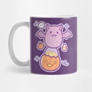 Cute Bat With Pumpkin Halloween Mug